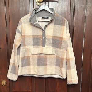 Cream and Gray Teddy Jacket with Stand-Up Collar